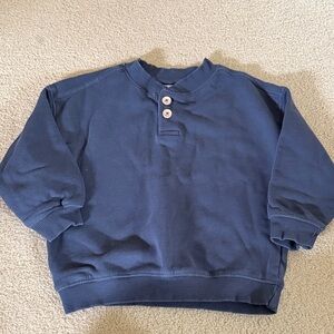 Zara Navy Button Henley Sweatshirt